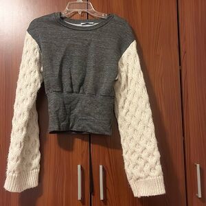 Mixed media grey sweater